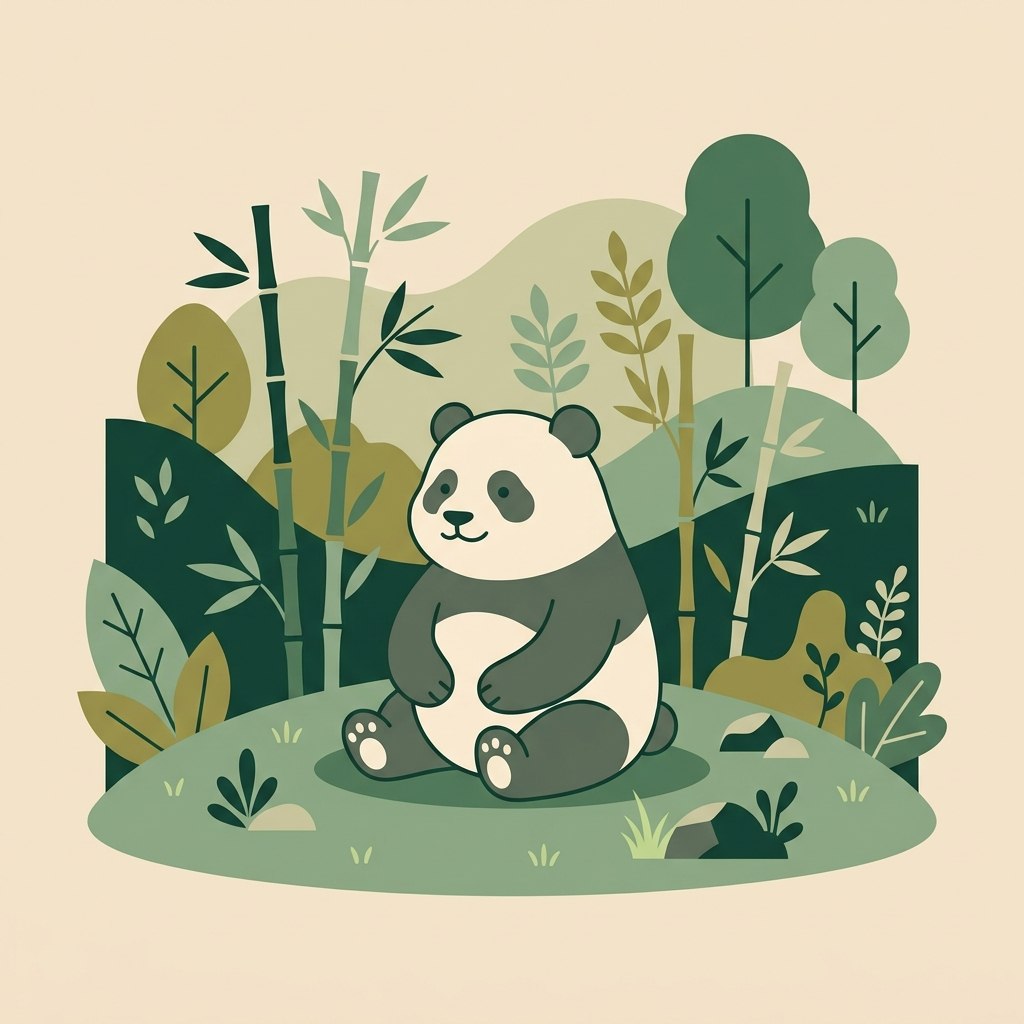 Illustration d'un panda paisible dans la nature